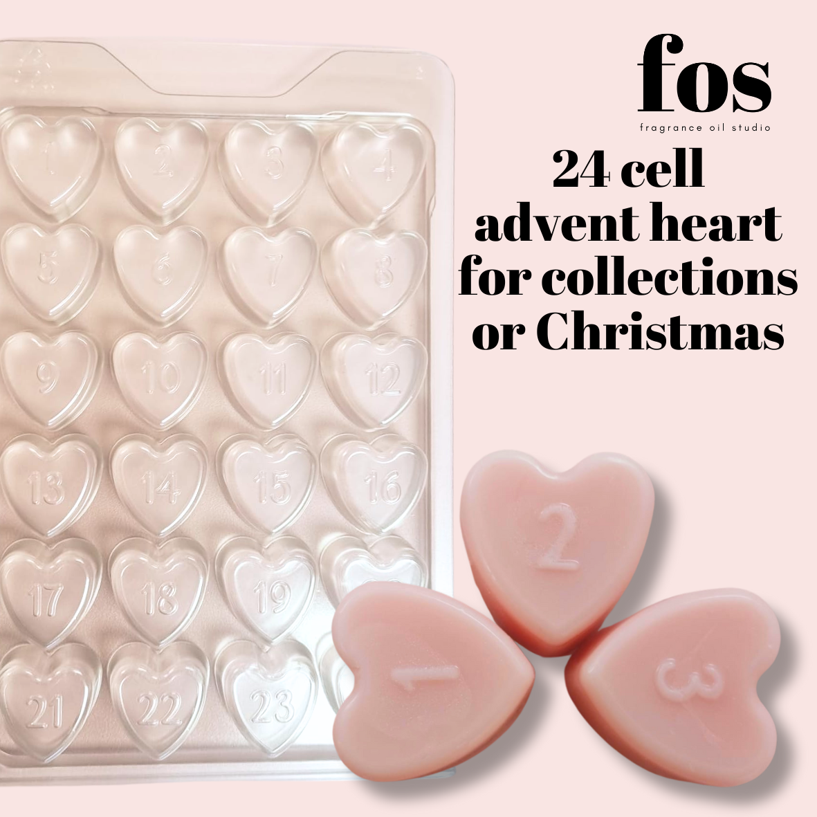 Heart Numbered Advent Calendar Clamshells 1-24