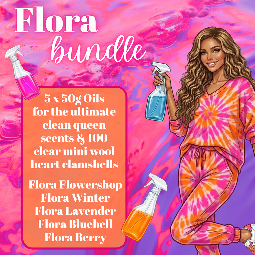 Flora oil and mini heart clamshell bundle